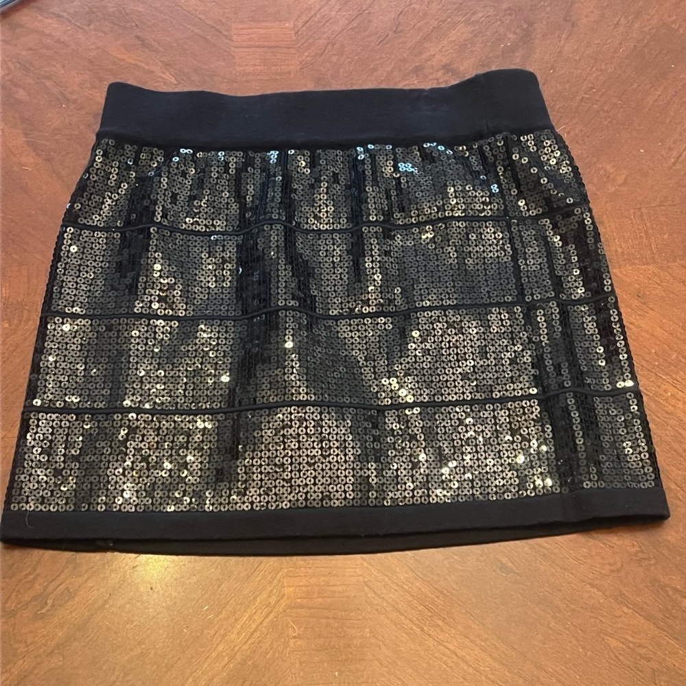 Black Sequin Mini Skirt with elastic Waist
